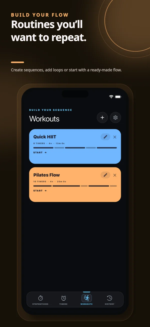 Custom workout routines with repeated intervals
