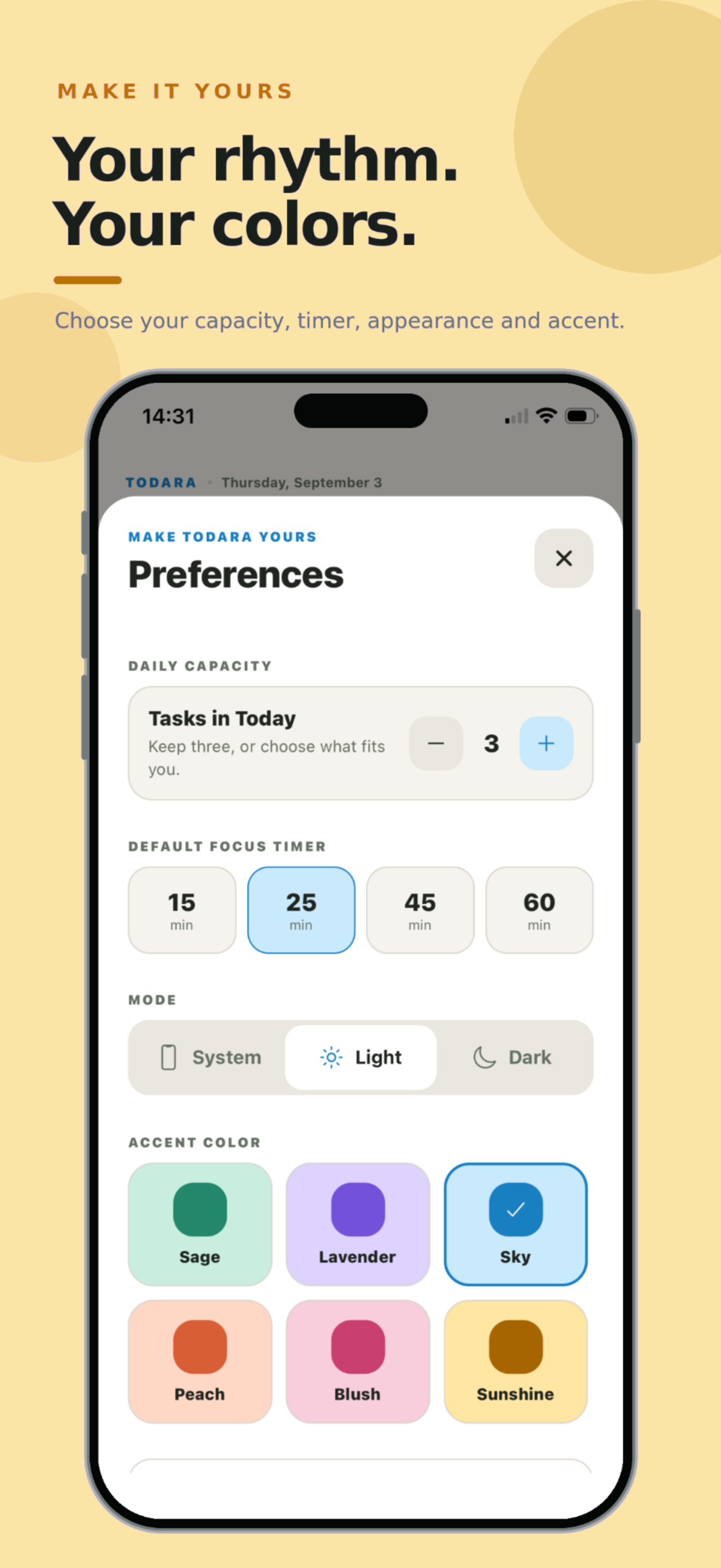 Todara preferences and colors