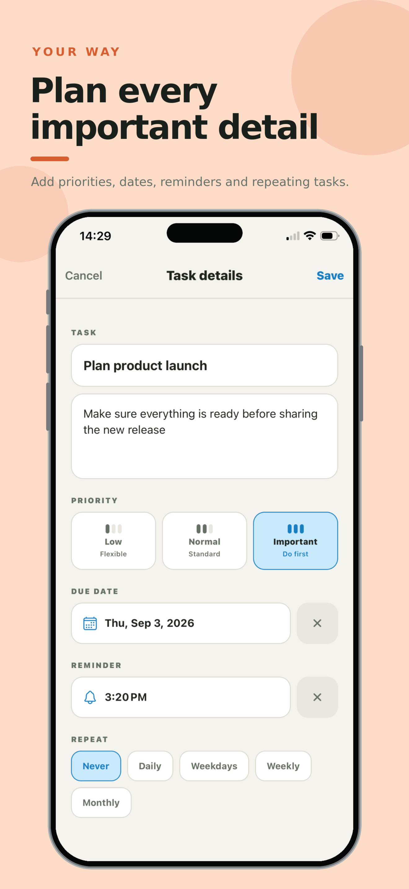 Todara task details