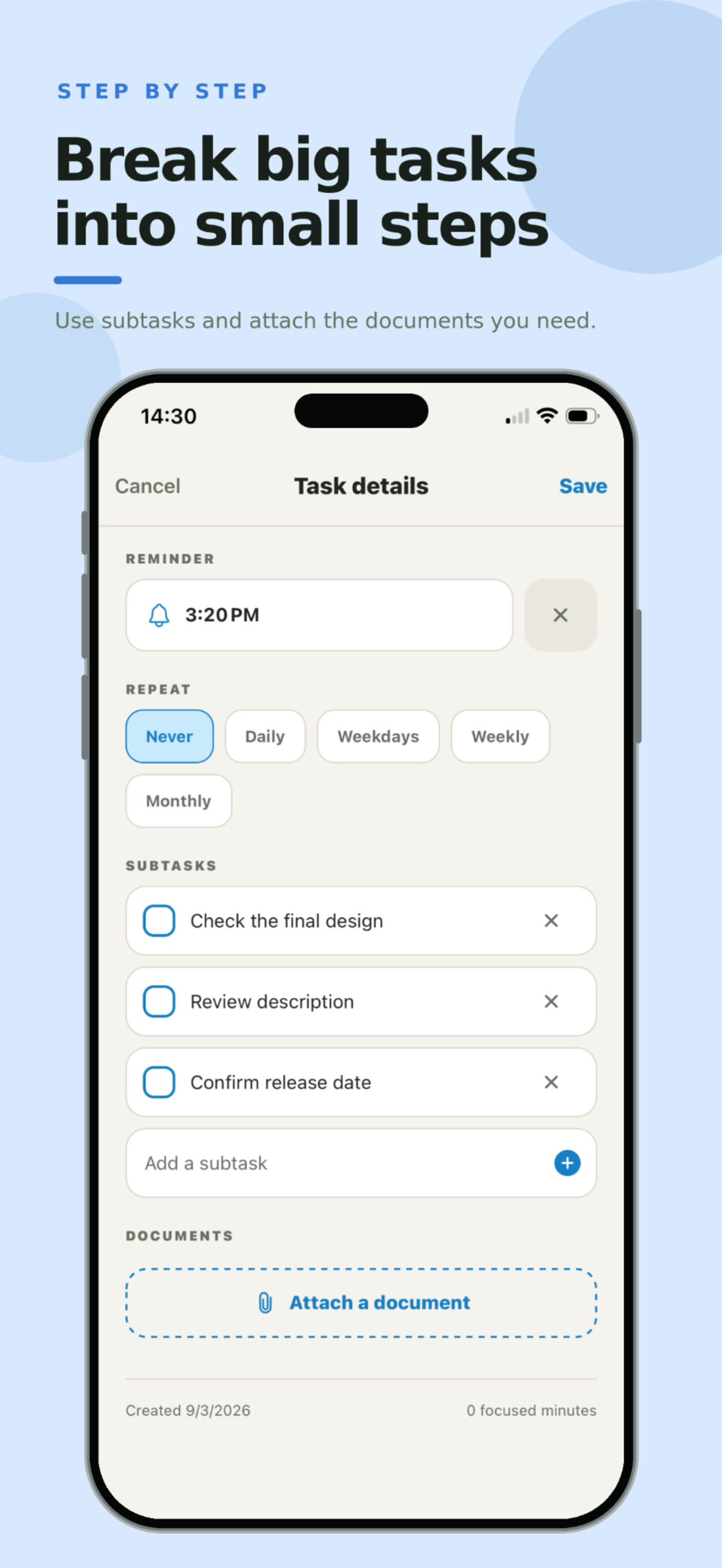 Todara subtasks and documents